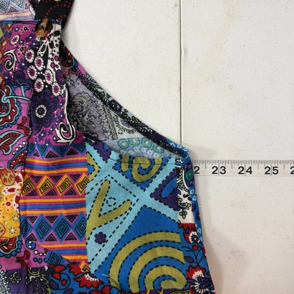 Womens Patchwork Jumpsuit Overalls Boho Festival Multicolored Cotton Blend XXL - Picture 11 of 14